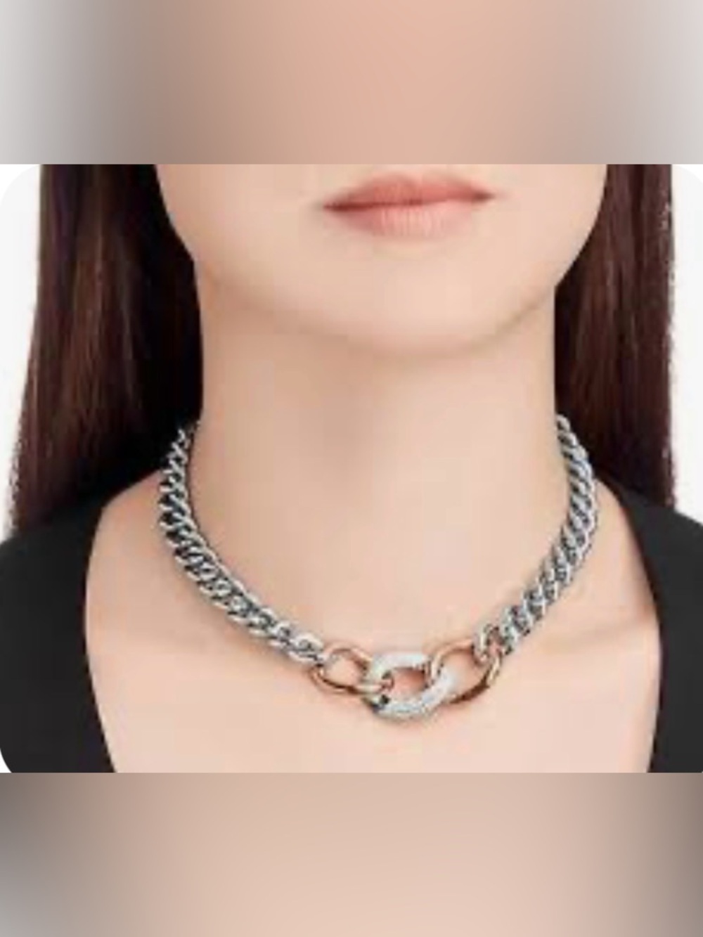 Swarovski Bound 2-Tone Crystal Pavé Palladium Plated Steel Rose Gold Necklace